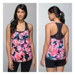 Lululemon Lightened Up Singlet Secret Garden Rose Floral Tank Sz 6 EUC